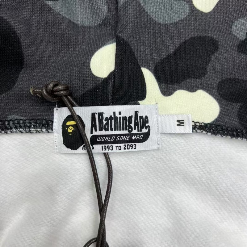 bape luminous camouflage laser shark hooded zip-up sweatshirt