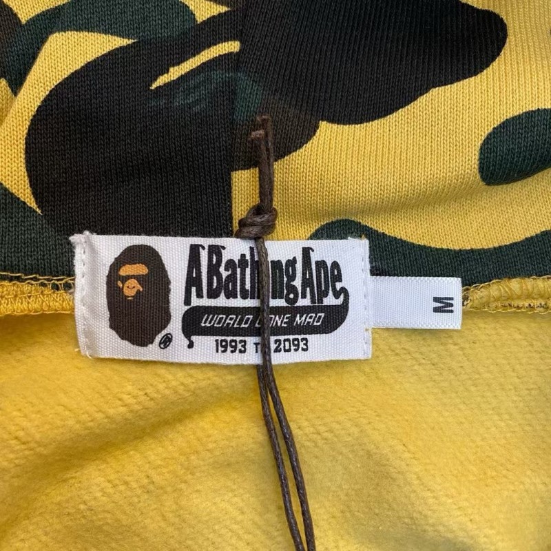 bape camouflage yellow classic shark zipper sweatshirt