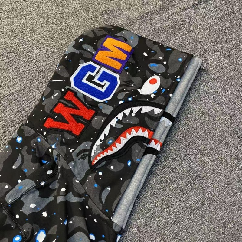 Bape luminous starry sky camouflage double-headed shark sweatshirt
