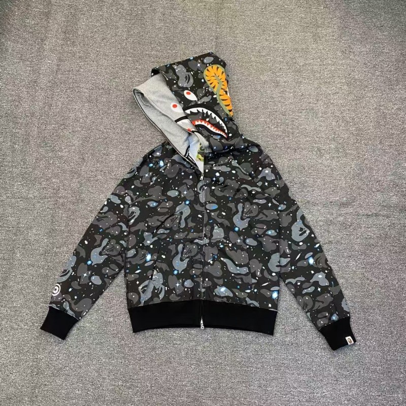 Bape luminous starry sky camouflage double-headed shark sweatshirt