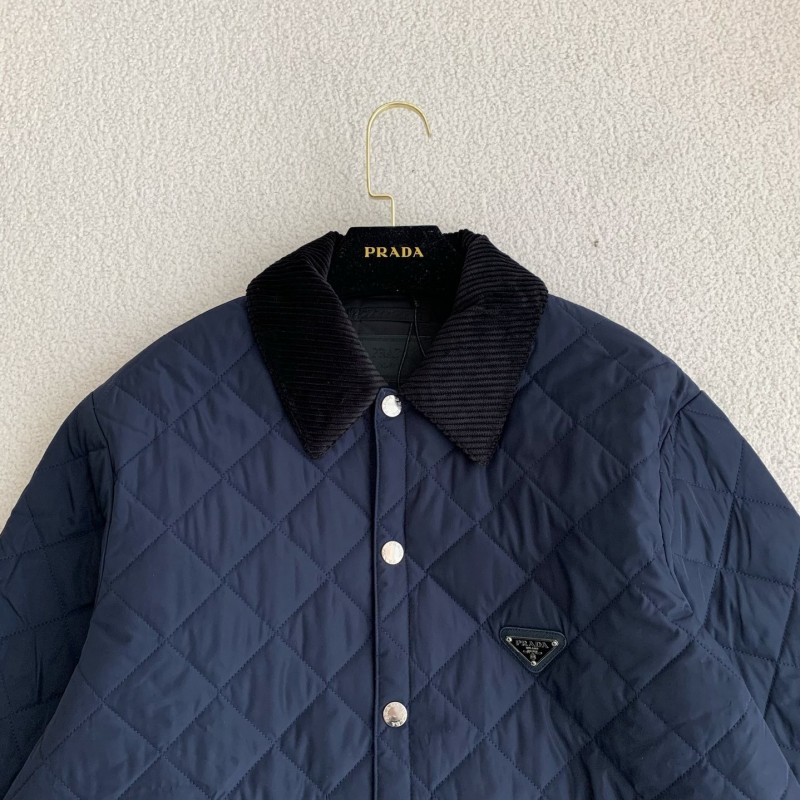 Pra*a SS24 Quilted single-breasted casual jacket