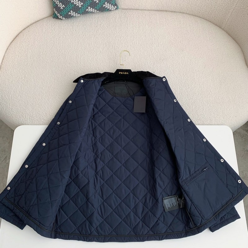 Pra*a SS24 Quilted single-breasted casual jacket