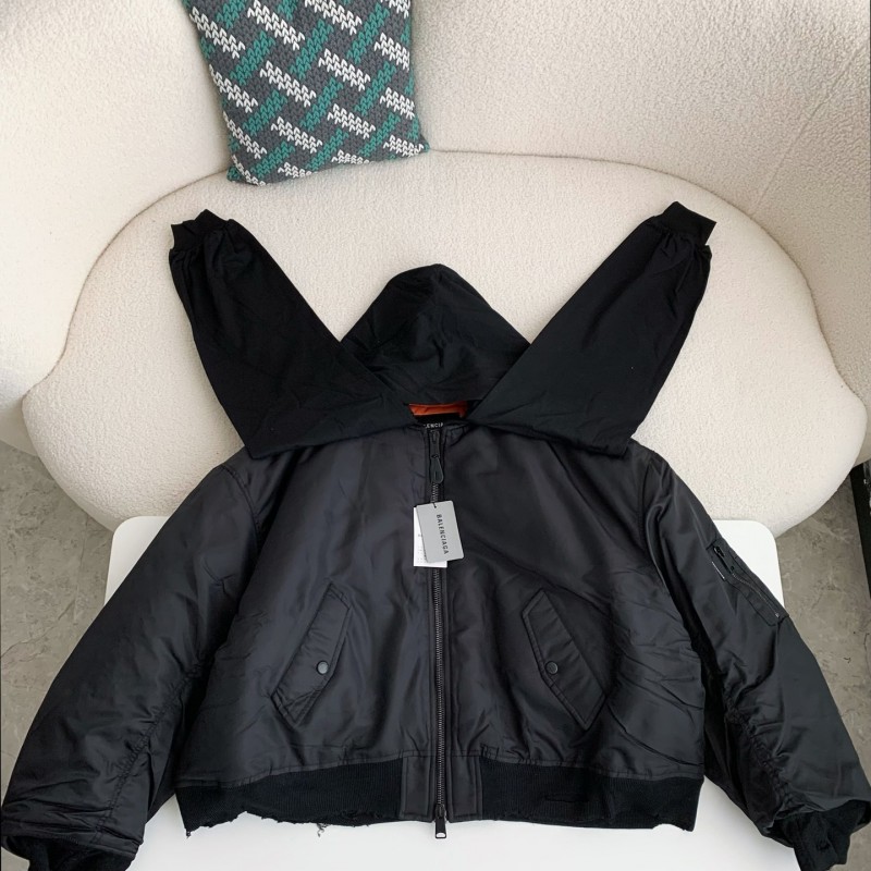 Ba*len*cia*ga Plain color zipper long-sleeve jacket