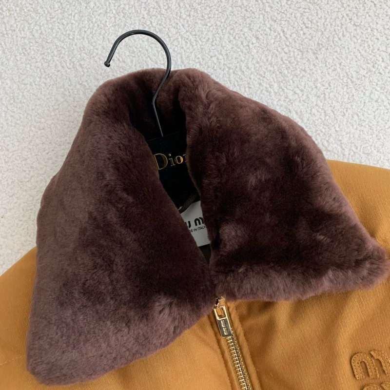 MIU MIU FW23 Letter embroidery casual cotton jacket