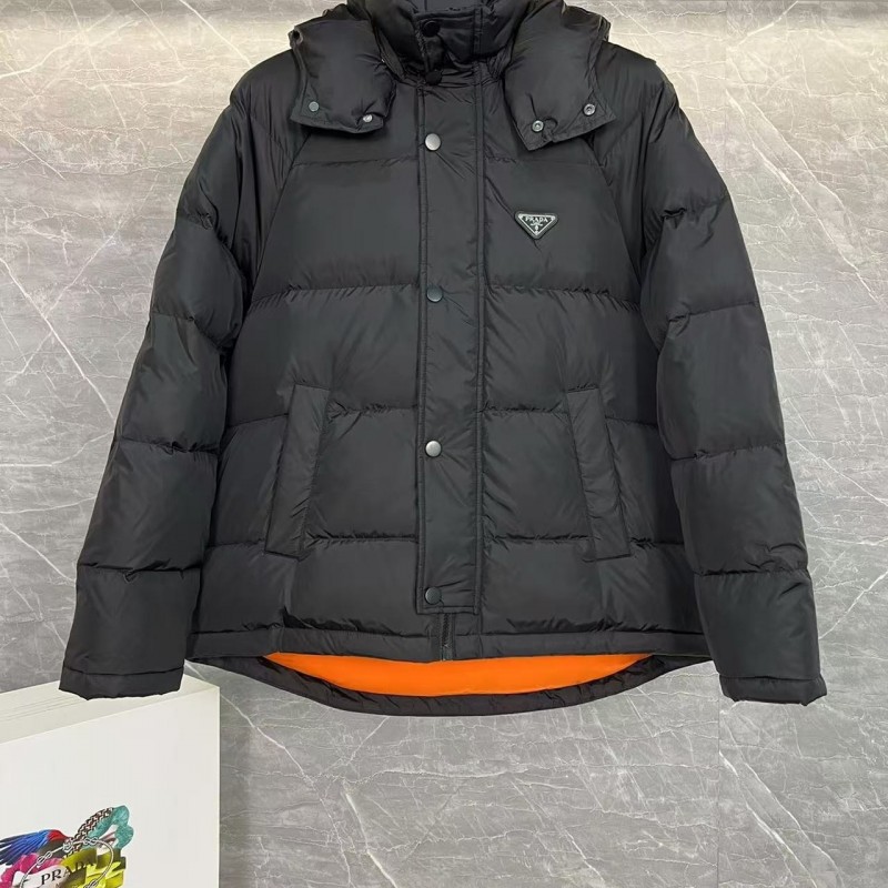 Pra*a RE-Nylon down jacket with detachable hood