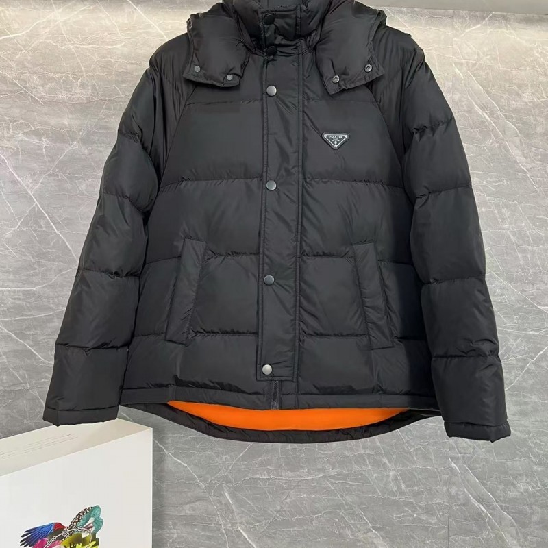 Pra*a RE-Nylon down jacket with detachable hood