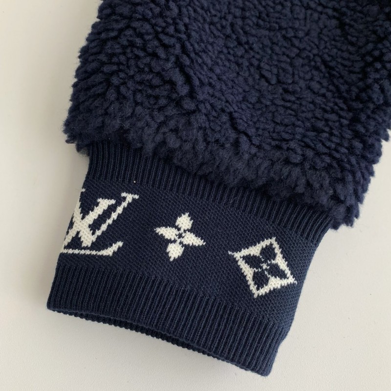 L0*is V*t0n Embossed leather patch long-sleeve fleece jacket