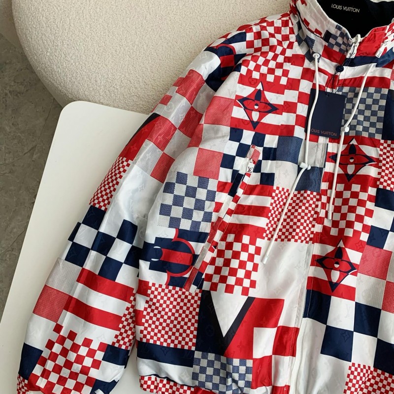 L0*is V*t0n SS24 Logo Patchwork Mandarin-collar Jacket