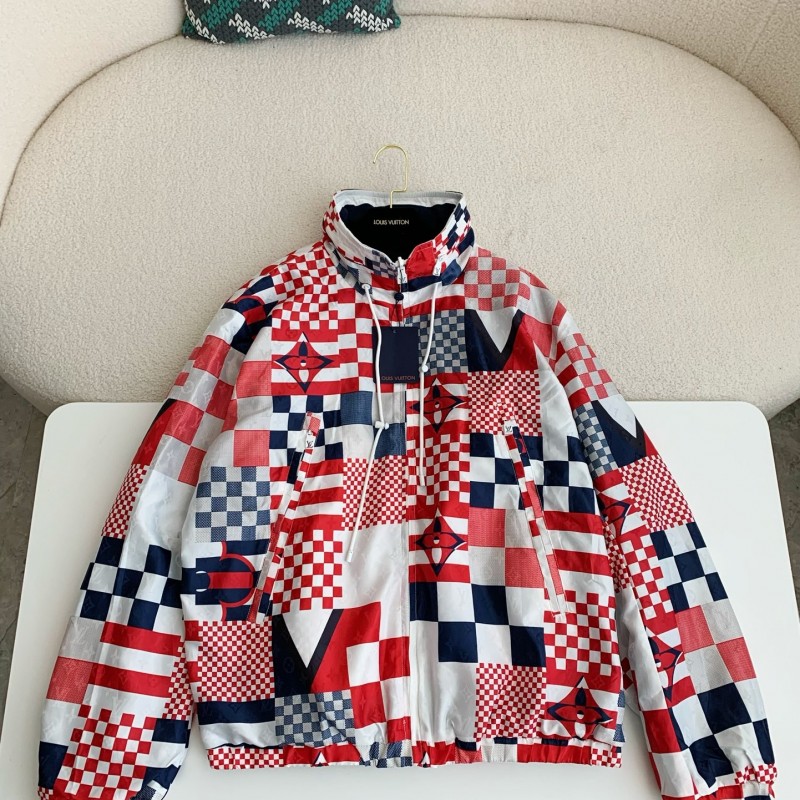 L0*is V*t0n SS24 Logo Patchwork Mandarin-collar Jacket