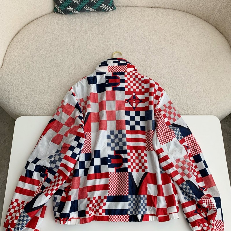 L0*is V*t0n SS24 Logo Patchwork Mandarin-collar Jacket