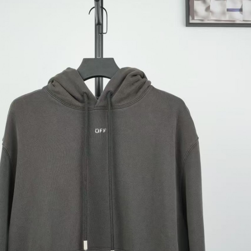 offwhite hooded sweatshirt with psalm and Madonna print on the back