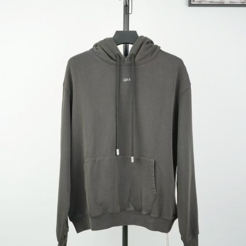 offwhite hooded sweatshirt with psalm and Madonna print on the back