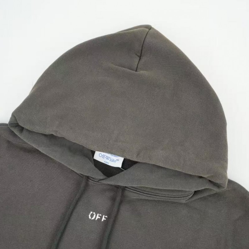 offwhite hooded sweatshirt with psalm and Madonna print on the back