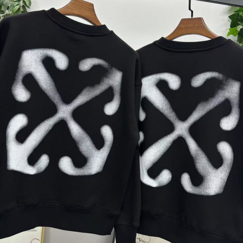 offwhite fuzzy arrow round neck sweatshirt