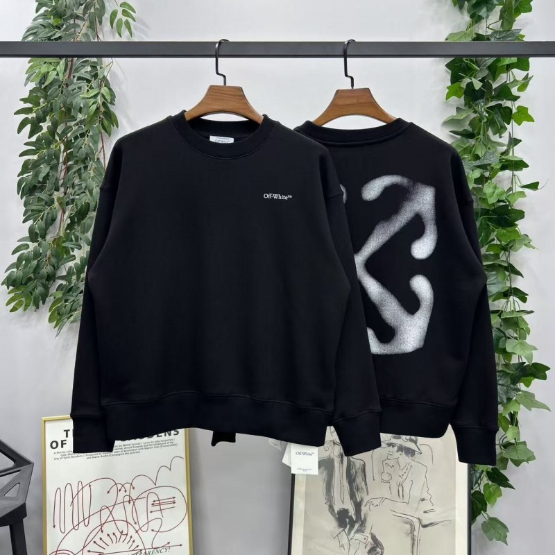 offwhite fuzzy arrow round neck sweatshirt