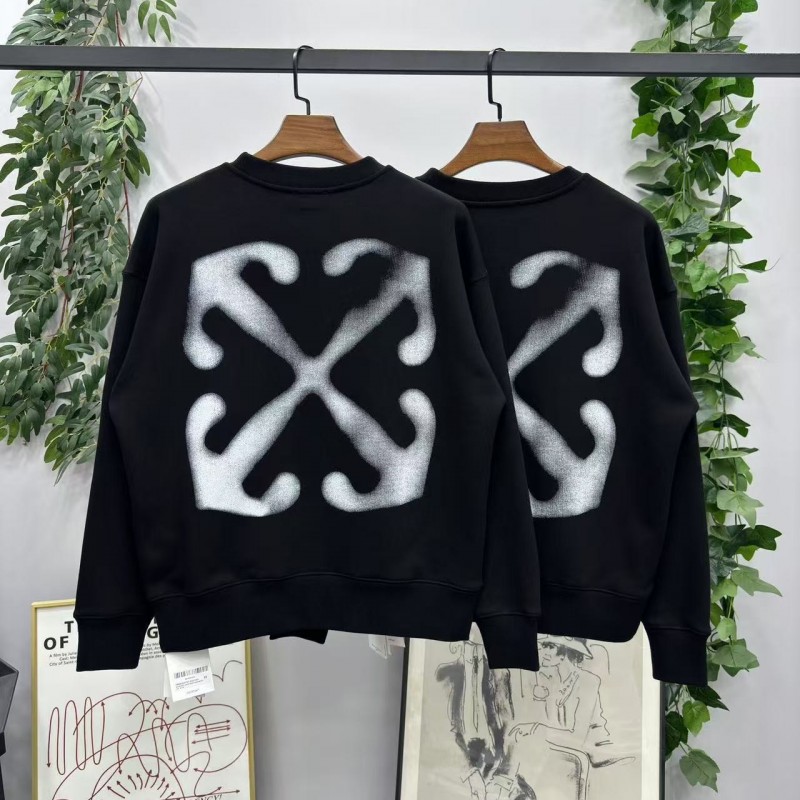 offwhite fuzzy arrow round neck sweatshirt