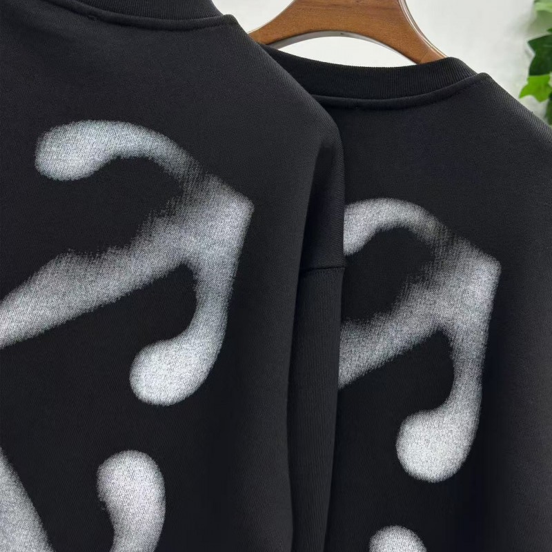 offwhite fuzzy arrow round neck sweatshirt