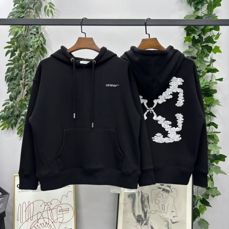offwhite24 autumn and winter embroidered arrow hooded sweatshirt