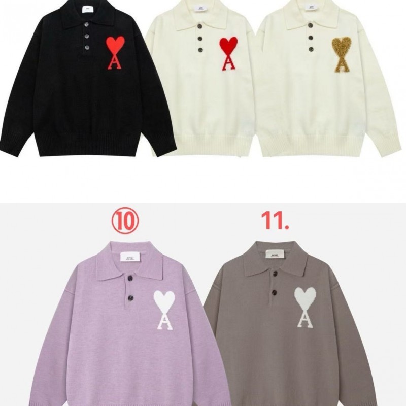 Amiri autumn and winter new big heart jacquard collar pullover sweater