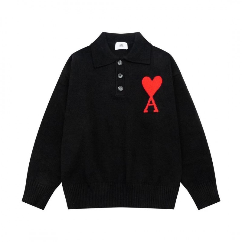 Amiri autumn and winter new big heart jacquard collar pullover sweater