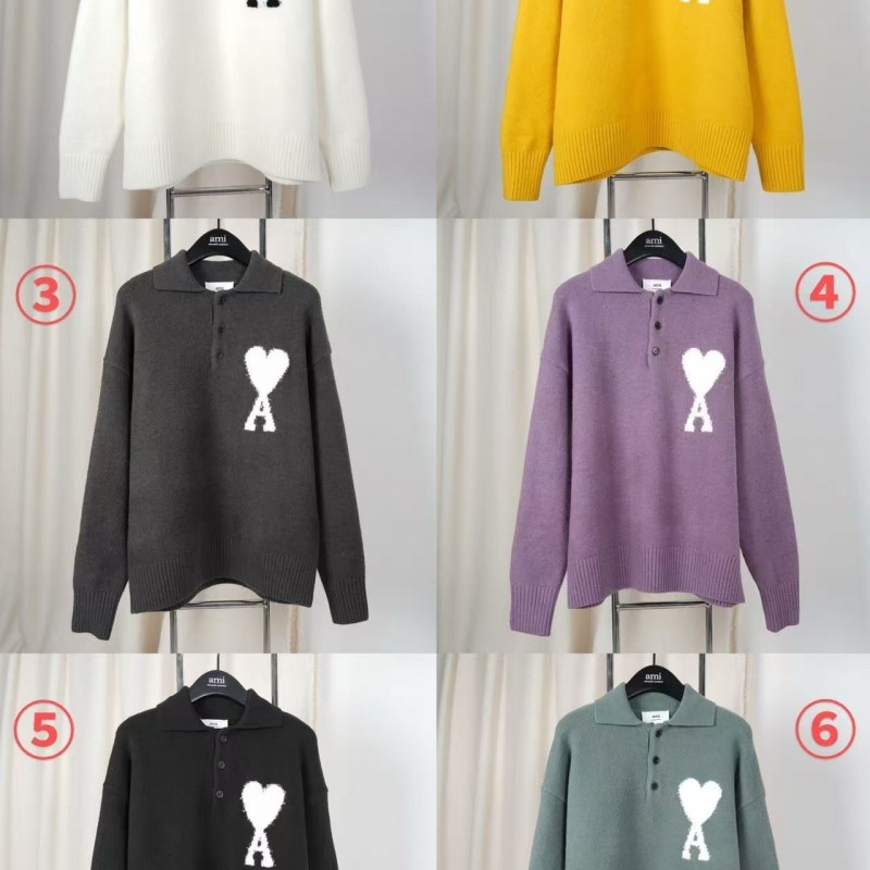 Amiri autumn and winter new big heart jacquard collar pullover sweater