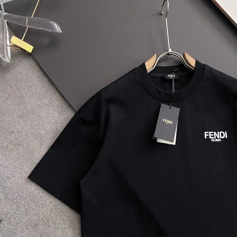 F**di alloy letter logo round neck T-shirt