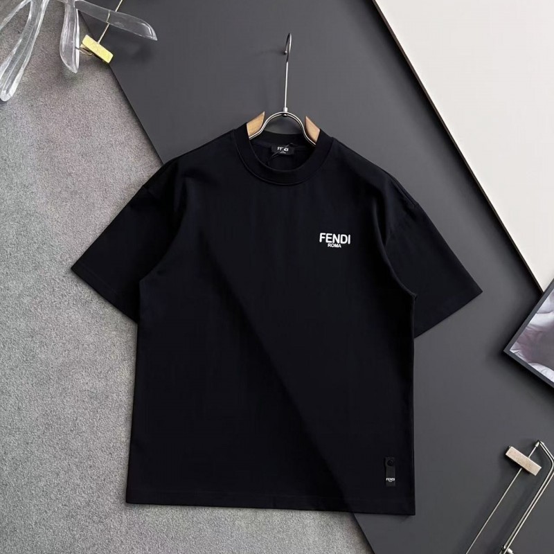 F**di alloy letter logo round neck T-shirt
