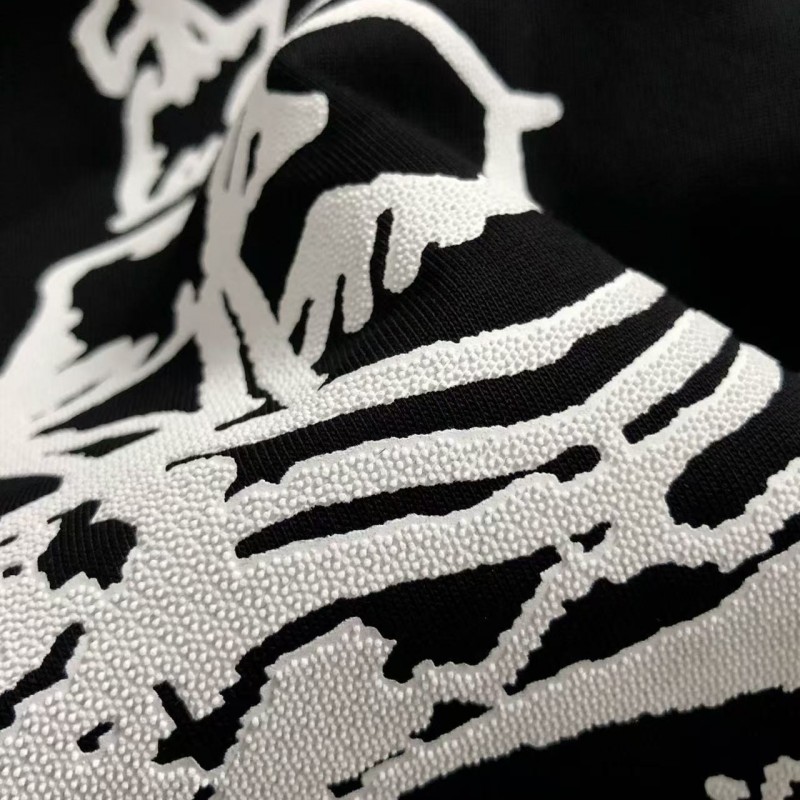 L0*is V*t0n SpringSummer Black Letters Front and Back Echo Letters Offset Printed T-shirt