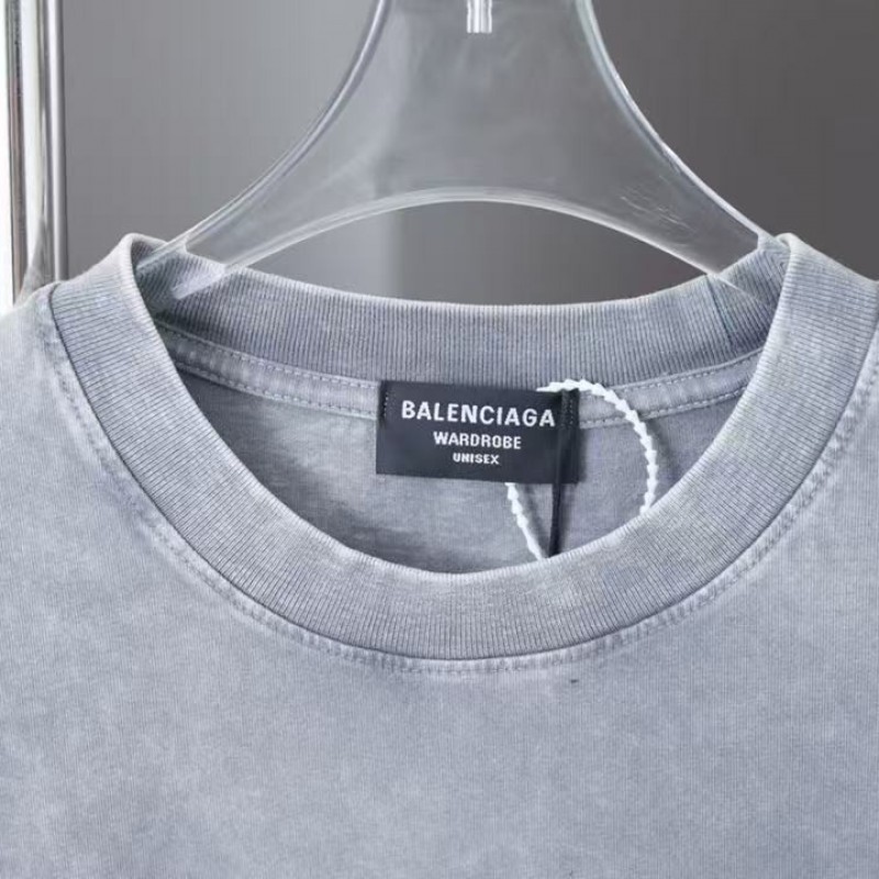 Ba*len*cia*ga SpringSummer New Joint Lettering Distressed Graffiti Printed T-shirt