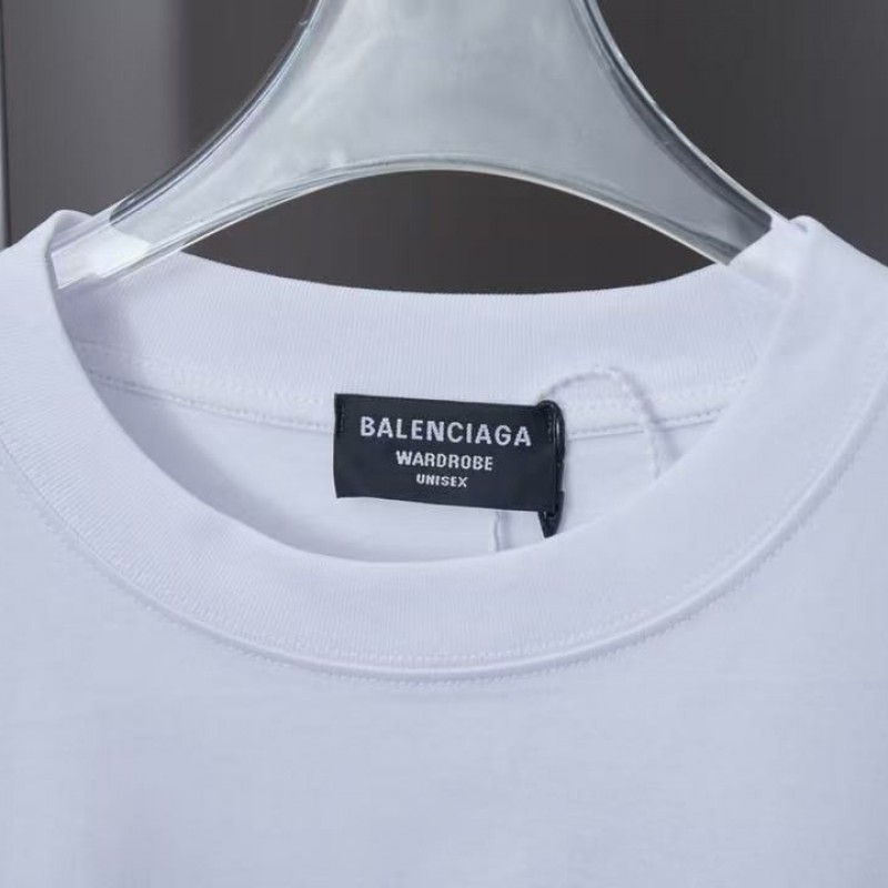 Ba*len*cia*ga SpringSummer New Flocked Letter Logo Printed T-shirt