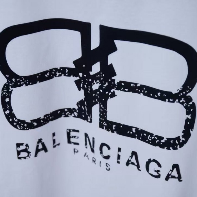 Ba*len*cia*ga SpringSummer New Flocked Letter Logo Printed T-shirt