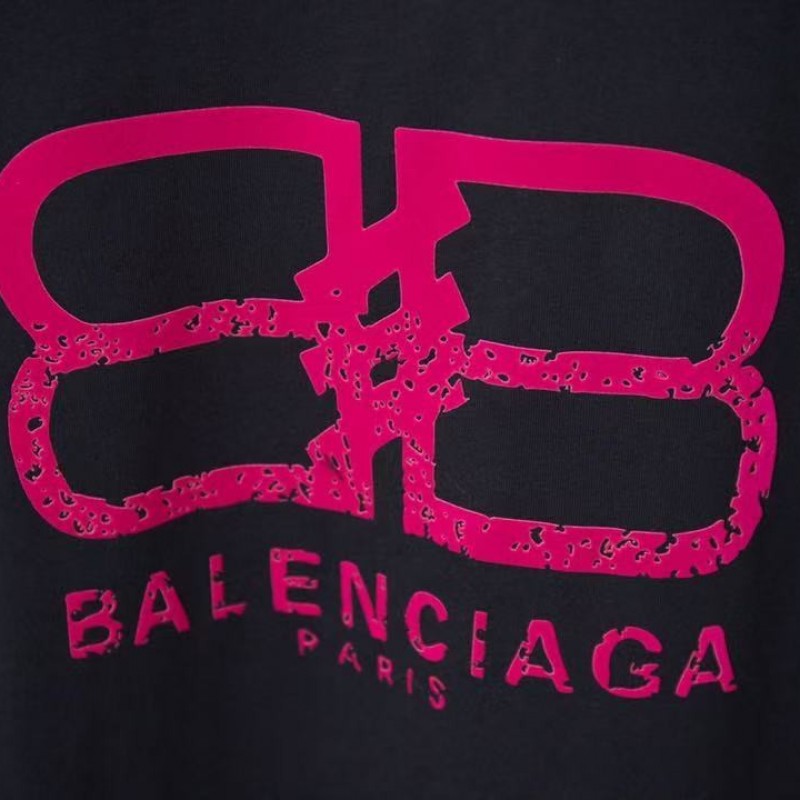 Ba*len*cia*ga SpringSummer New Flocked Letter Logo Printed T-shirt