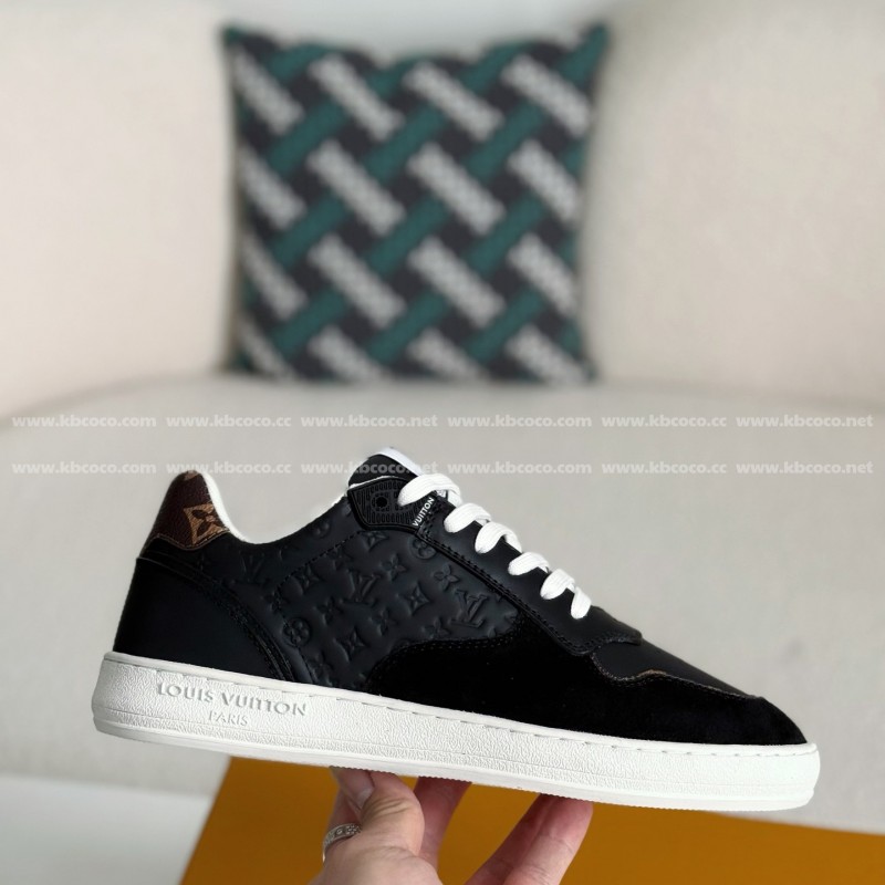 L0*is V*t0n Leather dark concave printed board shoes