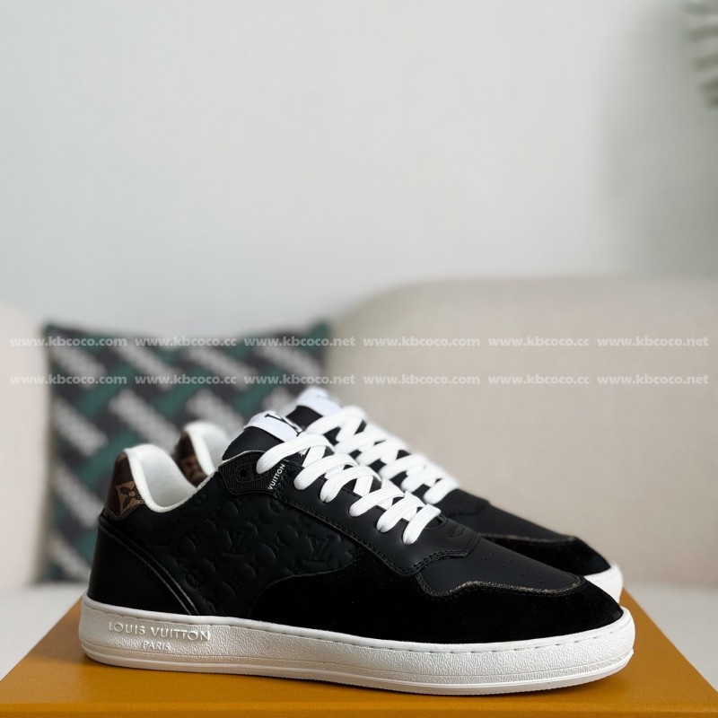 L0*is V*t0n Leather dark concave printed board shoes