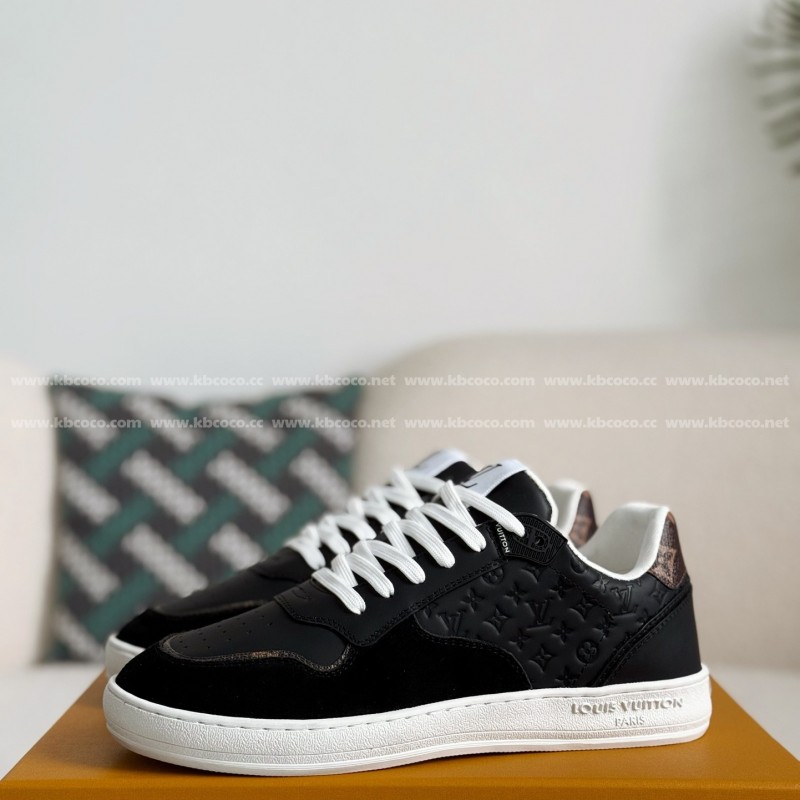 L0*is V*t0n Leather dark concave printed board shoes