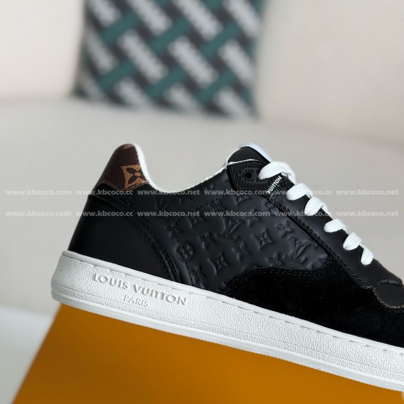 L0*is V*t0n Leather dark concave printed board shoes