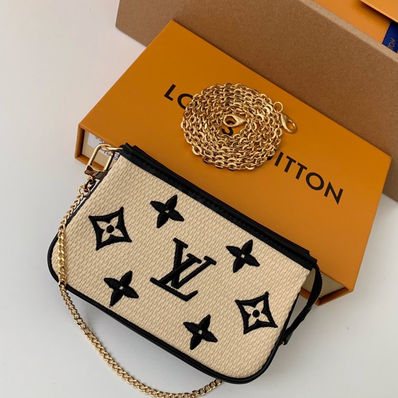 L0*is V*t0n New Lafite Cotton Embroidery MINI POCHETTE ACCESSOIRES Hand Chain Small Bag M82472