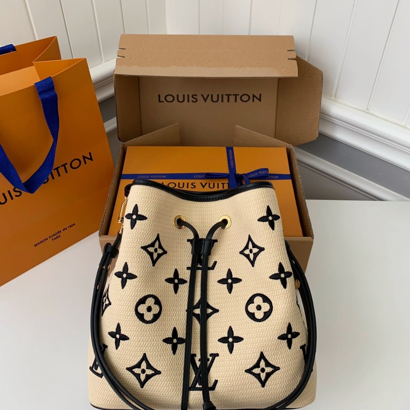 L0*is V*t0n's New Lafite Cotton Embroidery N É ONO É Bucket Bag M23080 Size: 26 * 26 * 17.5cm