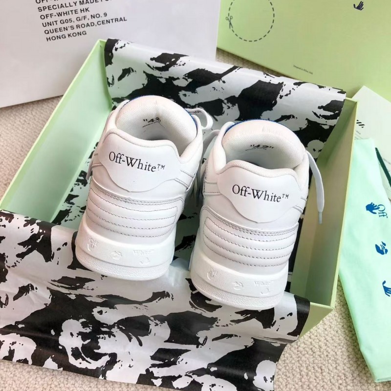 Off-White Grey Arrow Stitching Leather Sneakers