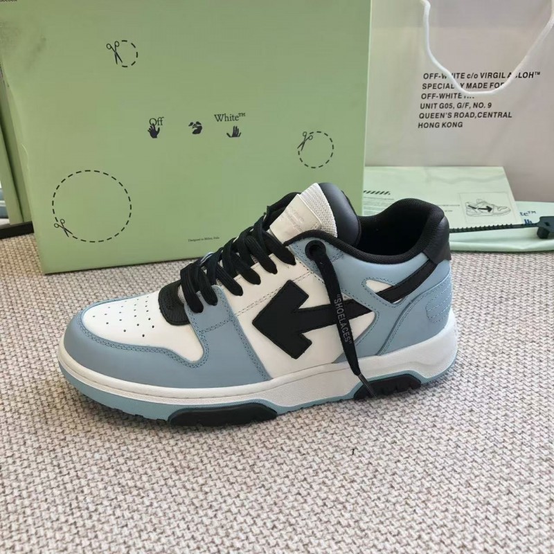 Off-White Arrow stitching light blue outer leather sneakers