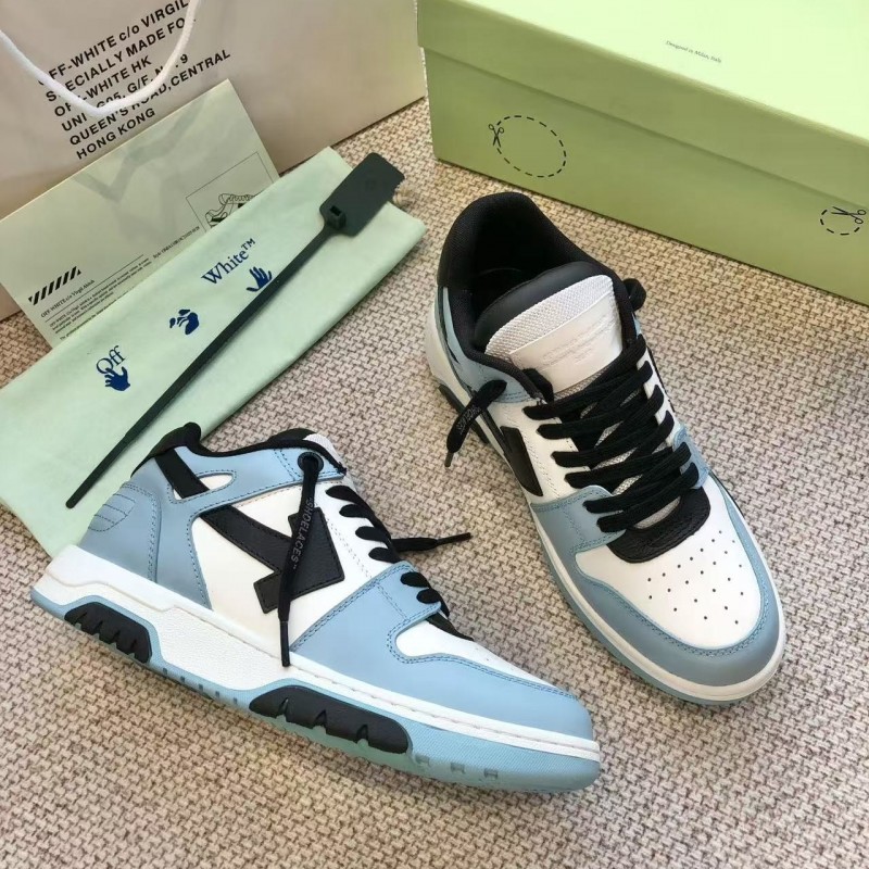 Off-White Arrow stitching light blue outer leather sneakers