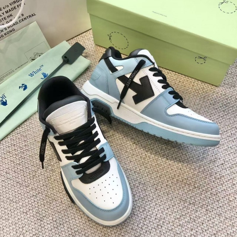 Off-White Arrow stitching light blue outer leather sneakers
