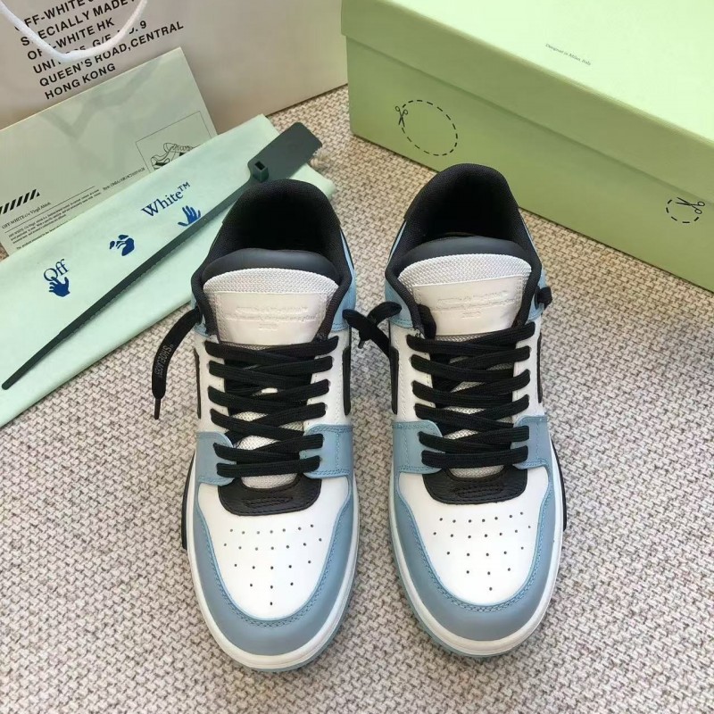 Off-White Arrow stitching light blue outer leather sneakers