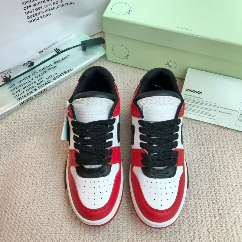 Off-White Arrow stitching red outer leather sneakers