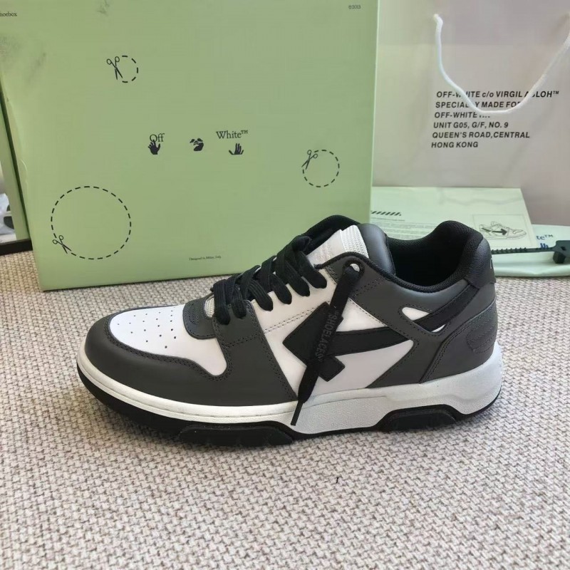 Off-White Arrow stitching black outer leather sneakers