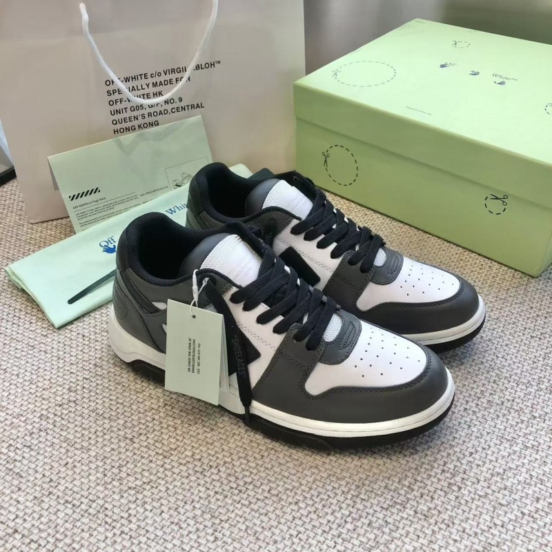 Off-White Arrow stitching black outer leather sneakers