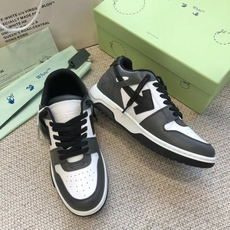 Off-White Arrow stitching black outer leather sneakers