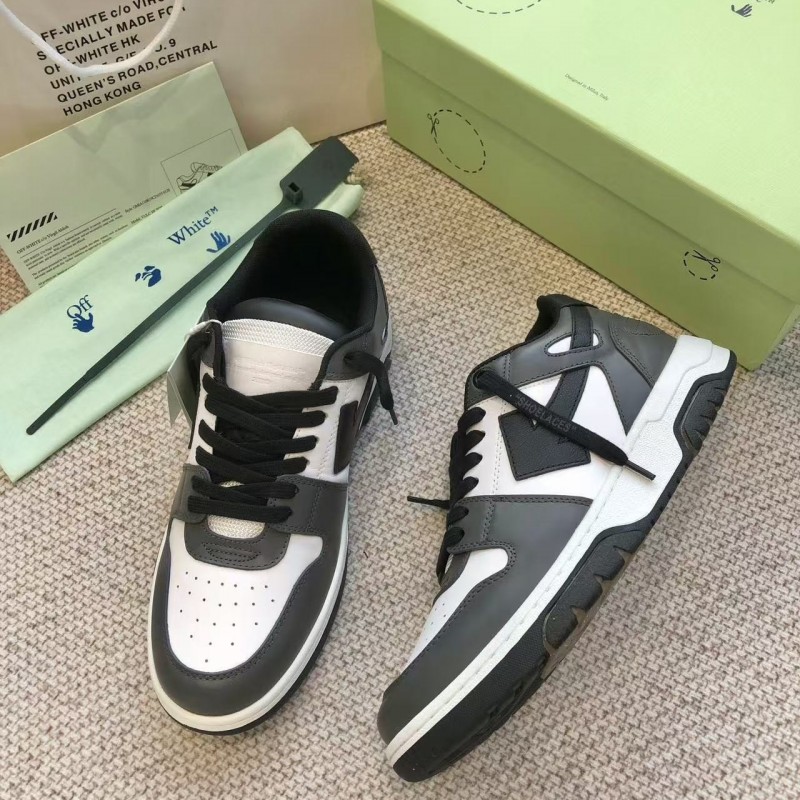Off-White Arrow stitching black outer leather sneakers