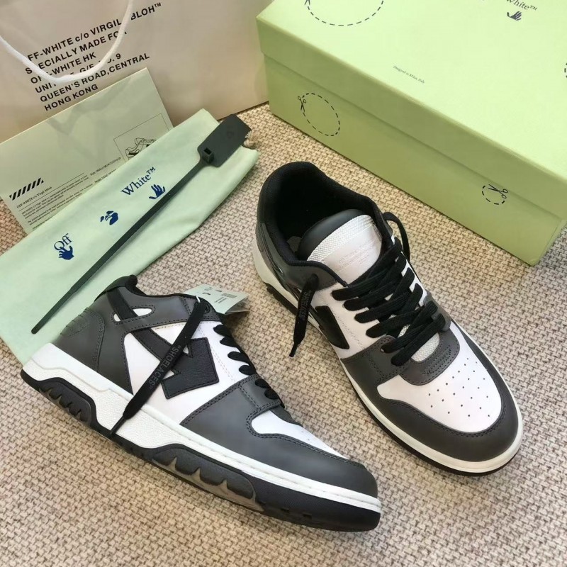 Off-White Arrow stitching black outer leather sneakers