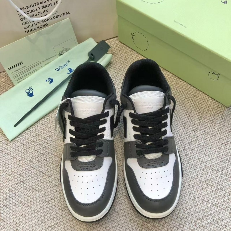Off-White Arrow stitching black outer leather sneakers